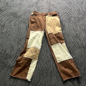 Brown patched jeans